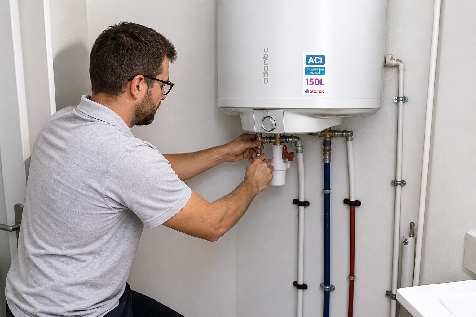 Changement chauffe-eau Atlantic 150L à Lyon par artisan plombier